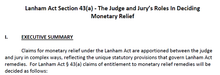 Lanham Act Section 43(a) ‐ The Judge and Jury’s Roles In Deciding Monetary Relief (Legal Pros) (PDF Download)